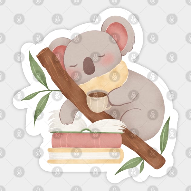 BOOKISH KOALA Sticker by Catarinabookdesigns